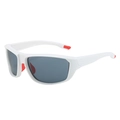 White streamline cycling sunglasses with gray lenses and red anti-slip rubber pads - Regular / Regular (Incl. 13% VAT) White Frame Grey Lenses