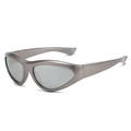 Futuristic silver wraparound sports sunglasses with metallic finish and tinted lenses - Gunmetal Frame Silver Mirrored Lenses