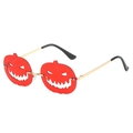 Occhiali da sole a zucca di Halloween con lenti rosse e montatura in metallo dorato - Montatura Dorata Lenti Rosse