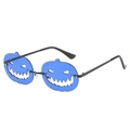 Halloween pumpkin sunglasses with blue translucent lenses and black metal frame - Black Frame Deep Blue Lens