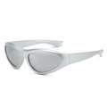 Futuristic Y2K sports sunglasses with silver metallic frame and dark grey lenses - Silver Frame White Mirror Lens