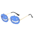 Halloween pumpkin sunglasses with blue lenses and gold metal frame for party costume - Gold Frame Dark Blue Lens