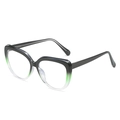Montatura occhiali cat-eye con sfumatura da nero a verde smeraldo su sfondo bianco - Montatura Sfumata Nero Verde Trasparente
