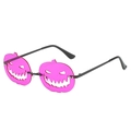 Halloween pumpkin sunglasses with pink hollowed lenses and slim black metal frame - Black Frame Dark Purple Lens
