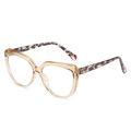 Occhiali cat-eye con montatura champagne trasparente e stanghette tartarugate - Montatura Champagne