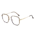 Oversized tortoise shell square glasses frame with slim gold metal temples and clear lenses - Tortoise Frame