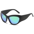 Occhiali da sole da ciclismo Y2K neri opachi con lenti riflettenti blu-verdi - Montatura Nera Lente Verde