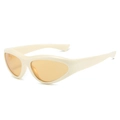 Y2K futuristic cream cat-eye sports sunglasses with semi-transparent yellow lenses - Regular / Standard Cream Frame with Yellow Lenses