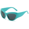 Occhiali da sole Y2K cat-eye verde menta con stanghette larghe e lenti grigie - Montatura Verde Lenti Grigie