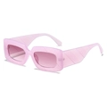 Vintage pink rectangle sunglasses with gradient lenses and textured thick frames - Purple Frame / Purple Lens