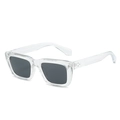 Transparent wide-frame square sunglasses with dark grey lenses and rivet details - Regular / Transparent Frame Grey Lens