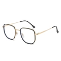 Occhiali quadrati oversize con stanghette in metallo dorato e bordo interno nero - Montatura Oro Nero