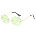 Halloween pumpkin sunglasses with green lenses and gold metal frames for parties - Gold Frame Green