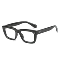 Lunettes de soleil rectangulaires vintage à monture noire épaisse avec rivets argentés - Standard / Monture noire standard verres transparents