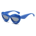 Occhiali da sole cat eye con montatura blu elettrico ondulata e lenti scure moda - Regolare / Montatura Blu Lenti Grigie