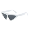 Fashionable triangular sunglasses featuring a white frame with dark lenses and silver rivets - White Frame Gray Lens