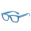 Lunettes de soleil carrées bleues avec rivets en métal argenté et protection UV400 - Standard / Régulier (TVA incluse) Monture bleue avec verres blancs