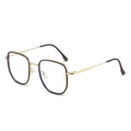 Montatura occhiali quadrata oversize con stanghette in metallo dorato e bordi neri - Montatura Oro Marrone