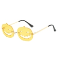 Halloween pumpkin sunglasses with golden metal frame and yellow cutout lenses - Gold Frame Yellow Lenses
