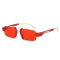Fashionable large square sunglasses with red transparent lenses and gold metal frame - Gold Frame Wine Red Lens