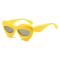 Occhiali da sole d'avanguardia con montatura spessa giallo acceso e lenti grigie alla moda - Regolare / Montatura Gialla Lenti Grigie