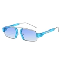 Geometric square sunglasses with transparent blue frames and blue gradient lenses - Regular / Standard Silver Frame with Blue Lenses