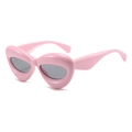 Occhiali da sole cat eye rosa confetto con lenti grigio scuro e stile retrò Y2K - Regolare / Montatura Rosa Lente Grigia