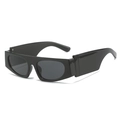 Occhiali da sole neri flat top con stanghette larghe e montatura cat-eye spessa - Montatura Nera Lenti Grigie