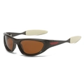 Gafas de sol deportivas polarizadas con montura marrón y detalles en crema y rojo - Montura Té Lente Té