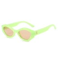 Retro cat-eye sunglasses with lime green frame and tea-colored transparent lenses - Green Frame Champagne Lens