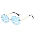 Golden Halloween pumpkin sunglasses with hollow-out frames and light blue lenses - Gold Frame Light Blue Lens