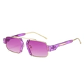 Fashionable gradient purple square sunglasses with golden metal frame and resin detail - Regular / Regular (Incl. 13% Tax) Gold Frame Purple Lenses