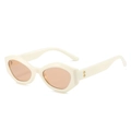Retro small frame sunglasses in cream white with light brown lenses and gold diamond accents - Off-White Light Brown Lens