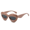 Occhiali da sole cat eye con montatura 3D rosa e lenti protettive UV nere - Regolare / Montatura Kaki Lenti Grigie