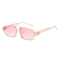 Fashionable metal square sunglasses featuring pink gradient lenses and gold frames - Regular / Standard Gold Frame with Pink Lenses