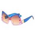 Lunettes de soleil papillon surdimensionnées à dégradé bleu-rose et verres teintés bruns - Standard / Monture Dégradé Bleu-Rose Verres Thé Double