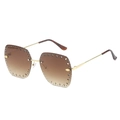 Lunettes de soleil sans monture avec verres dégradés marron et cadre en métal doré - Monture Dorée Verres Ambrés Dégradés