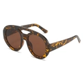Lunettes de soleil oversize rétro écaille avec double pont et verres marron foncé - Standard / Monture Léopard Verres Marron