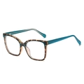 Retro TR90 Blaulichtfilter Brille mit Schildpatt-Rahmen und türkisfarbenen Bügeln - Leopard Rahmen Blaue Bügel