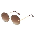 Lunettes de soleil rondes sans monture avec verres dégradés marron et cadre doré - Monture Dorée Verres Dégradés Thé