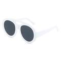 Vintage oversized white double-bridge sunglasses with dark grey round lenses - Regular / White Frame Gray Lens