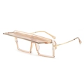 Amber square sunglasses with unique flat top visor and slim gold metal temples - Regular / Champagne Frame Light Tea Lens