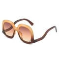 Gafas de sol retro de gran tamaño con montura degradada té y lentes marrones - Marco Degradado Marrón Lente Té