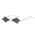 Chic geometric sunglasses with double diamond gold frames and dark grey lenses for women - Gold Frame Grey Lens