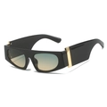 Occhiali da sole neri flat top con lenti sfumate e dettagli decorativi in oro - Montatura Nera Lenti Verde Giallo