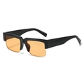 Modern square black sunglasses featuring bold frames and transparent orange lenses - Black Frame Orange Yellow Lens