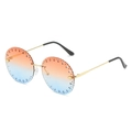 Lunettes de soleil rondes sans monture avec verres dégradés orange-bleu et monture dorée - Standard / Standard (TVA 13 % incl.) monture dorée avec dégradé orange vers bleu
