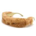 Occhiali da sole chic hip-hop con montura in peluche arancione e aste opache - Peluche Marrone