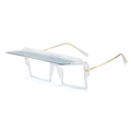 Futuristic oversized sunglasses with transparent frames and gold metal temples - Regular / Clear Frame Blue Lens