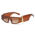 Flat top sunglasses with amber tortoise frame and wide temples with gold accents - Tea Frame Gradient Tea Lens